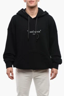 Discount Felpa Con Cappuccio GIVE ME SPACE In Cotone Garzato Con Dettaglio Occhielli Uomo Felpe