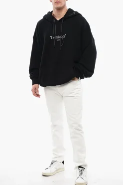 Discount Felpa Con Cappuccio GIVE ME SPACE In Cotone Garzato Con Dettaglio Occhielli Uomo Felpe