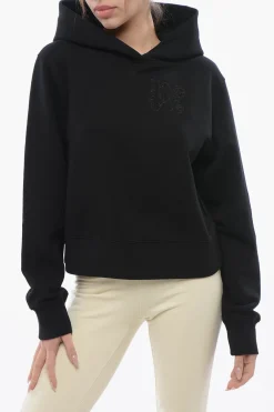 Felpa Con Cappuccio In Cotone Garzato Con Logo Ricamato>Palm Angels Fashion
