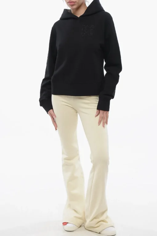 Felpa Con Cappuccio In Cotone Garzato Con Logo Ricamato>Palm Angels Fashion