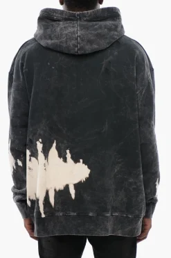 New Felpa Con Cappuccio In Cotone Garzato Effetto Bleached Uomo Felpe