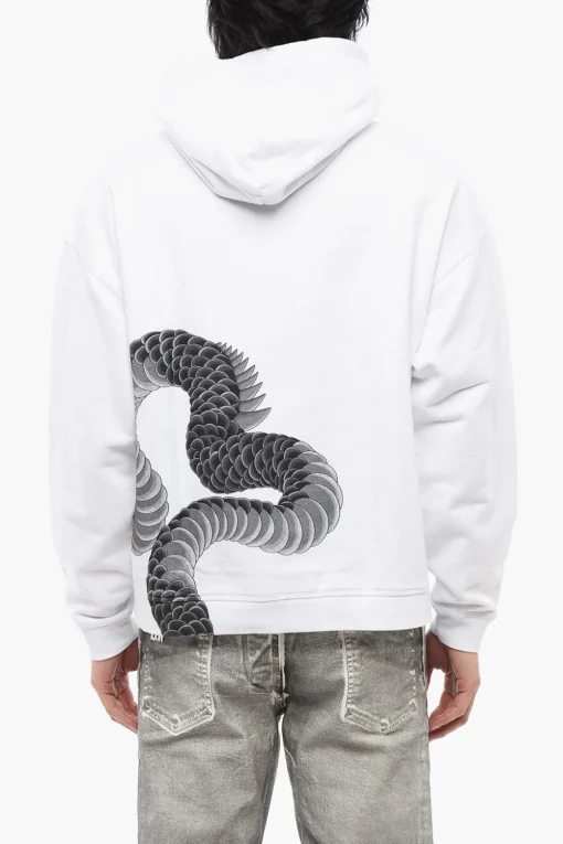 Felpa Con Cappuccio In Cotone Garzato Con Stampa Dragons>Dsquared2 Discount