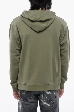 Felpa Con Cappuccio In Cotone Garzato Con Stampa Logo>John Richmond Outlet