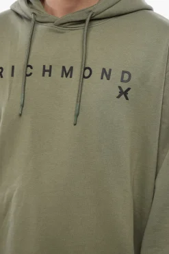 Felpa Con Cappuccio In Cotone Garzato Con Stampa Logo></noscript>John Richmond Outlet