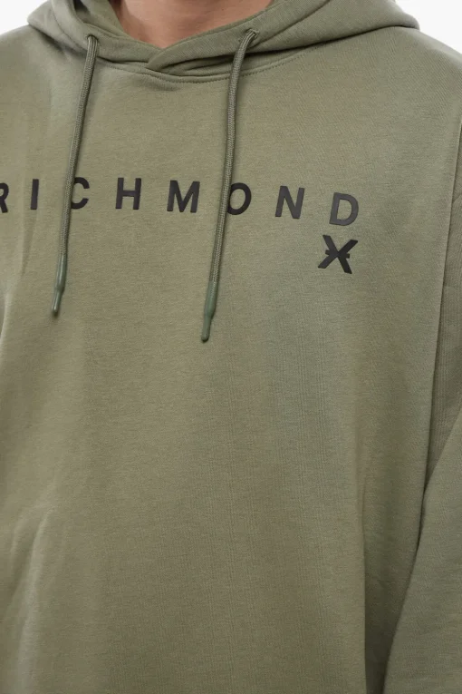 Felpa Con Cappuccio In Cotone Garzato Con Stampa Logo>John Richmond Outlet