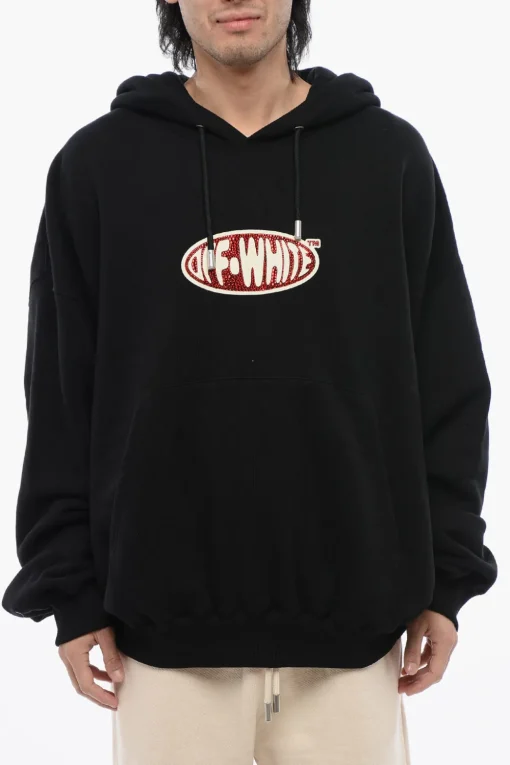New Felpa Con Cappuccio Oversize-Fit Con Logo Strass Uomo Felpe