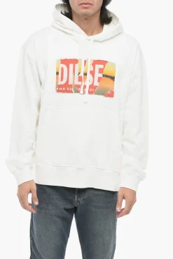 Felpa Con Cappuccio S-MACS-POFF-L1 In Cotone Garzato Con Logo effetto Distresserd>Diesel New