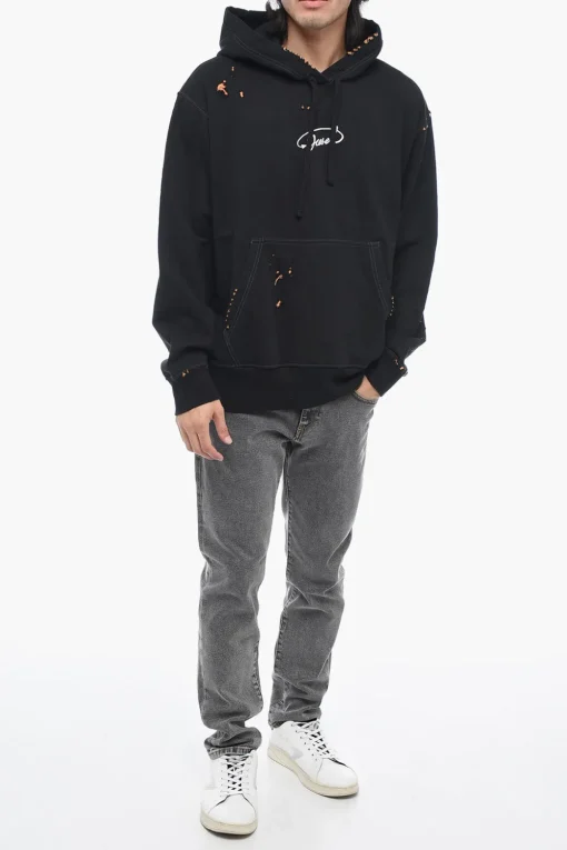 Felpa Con Cappuccio S-MACS-L2 Effetto DIstressed Con Logo Ricamato>Diesel Outlet
