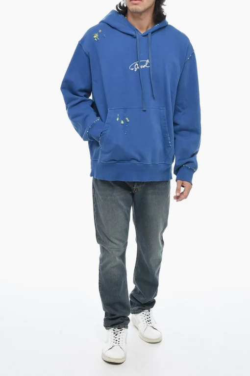 Felpa Con Cappuccio S-MACS-L2 Con Dettagli Distressed A Constrasto>Diesel Discount