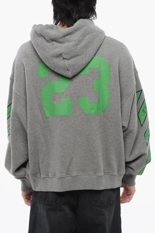 Felpa Con Cappuccio Stampata 23 VARSITY In Cotone Garzato>Off-White Online