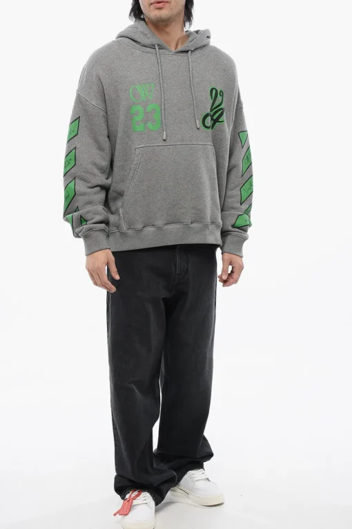 Felpa Con Cappuccio Stampata 23 VARSITY In Cotone Garzato>Off-White Online