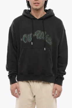 Felpa Con Cappuccio Stampata BACCHUS Skate-Fit In Cotone Garzato>Off-White Hot
