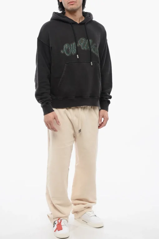 Felpa Con Cappuccio Stampata BACCHUS Skate-Fit In Cotone Garzato>Off-White Hot