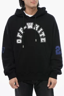 Sale Felpa Con Cappuccio Stampata FOOTBALL In Cotone Garzato Uomo Felpe