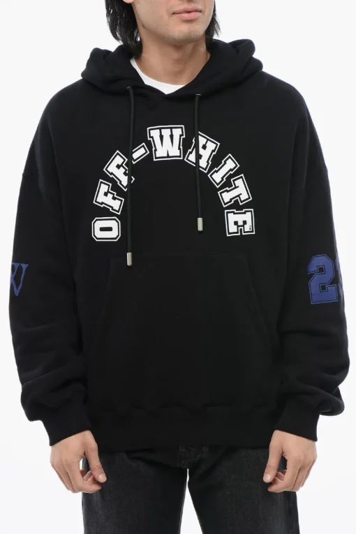 Sale Felpa Con Cappuccio Stampata FOOTBALL In Cotone Garzato Uomo Felpe