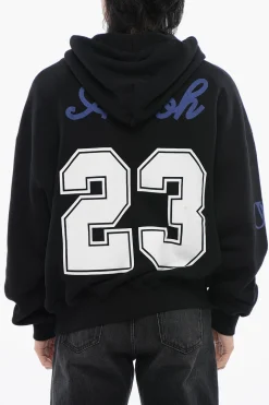 Sale Felpa Con Cappuccio Stampata FOOTBALL In Cotone Garzato Uomo Felpe