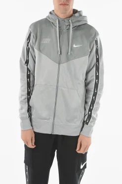 Felpa con Chiusura Zip e Banda Logata a Contrasto>Nike Hot