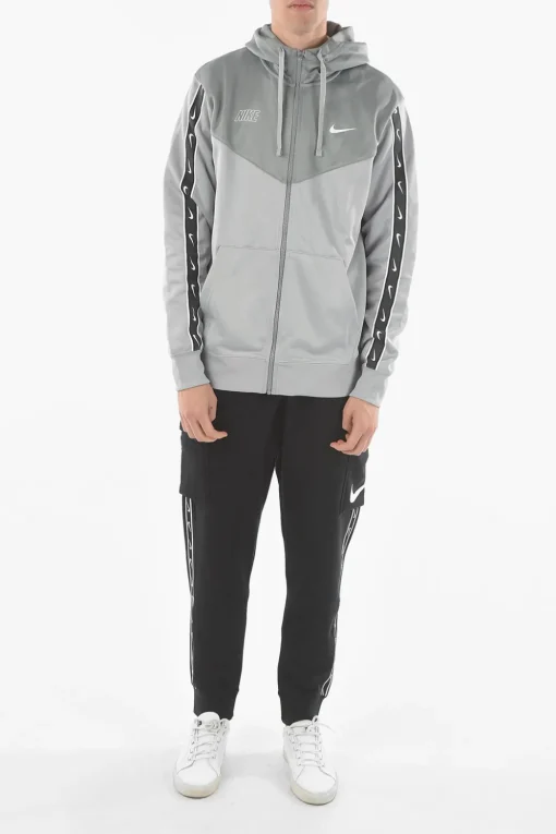 Felpa con Chiusura Zip e Banda Logata a Contrasto>Nike Hot