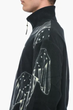 Discount Felpa con Collo a Tre/Quarti con Zip e Stampa Uomo Felpe