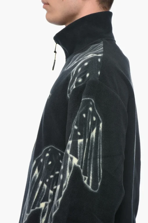 Discount Felpa con Collo a Tre/Quarti con Zip e Stampa Uomo Felpe