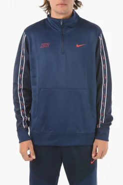 Fashion Felpa Con Mezza Zip E Maxi Tasca A Toppa Uomo Felpe