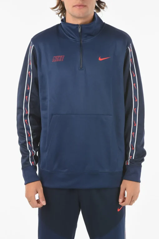 Fashion Felpa Con Mezza Zip E Maxi Tasca A Toppa Uomo Felpe
