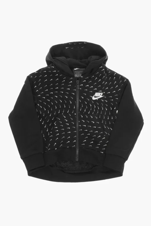 Hot Felpa con Stampa Logo all Over e Chiusura Zip Abbigliamento