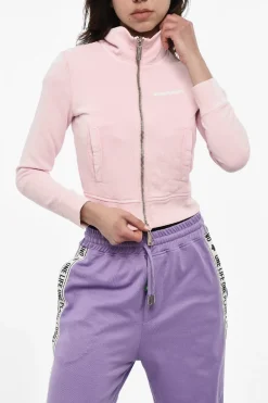Felpa Con Zip Cropped In Cotone Garzato>Dsquared2 Fashion