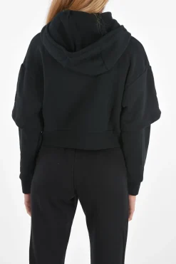 Fashion Felpa Crop con Cappuccio Donna Felpe