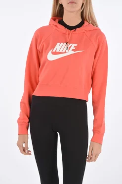 Clearance Felpa Crop Stampata Donna Felpe