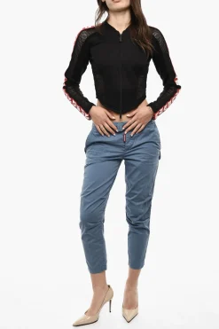 Best Felpa Cropped Con Zip Dettagli Mesh E Bande Logate Donna Felpe