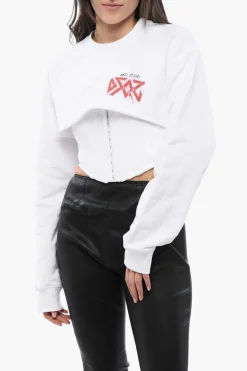 Felpa Cropped Fit ROCK con Dettaglio Corsetto>Dsquared2 Hot