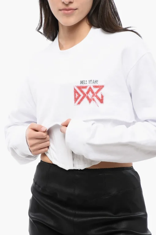 Felpa Cropped Fit ROCK con Dettaglio Corsetto>Dsquared2 Hot