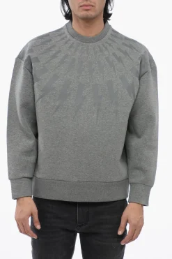 Felpa Easy Fit FAIRISLE THUNDERBOLT in Neoprene di Cotone>Neil Barrett New