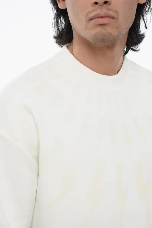 Felpa Easy Fit FAIRISLE THUNDERBOLT in Neoprene di Cotone>Neil Barrett Fashion