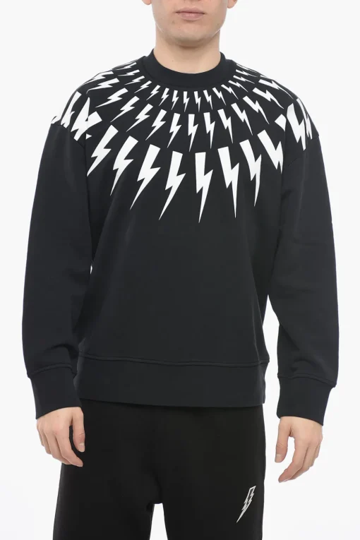 Felpa Easy Fit FAIRISLE THUNDERBOLT in Cotone Garzato>Neil Barrett Discount