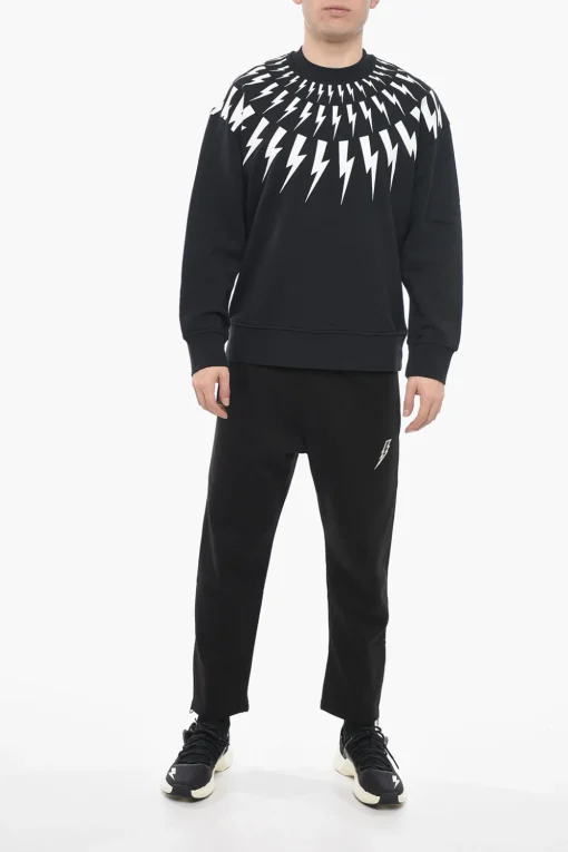 Felpa Easy Fit FAIRISLE THUNDERBOLT in Cotone Garzato>Neil Barrett Discount