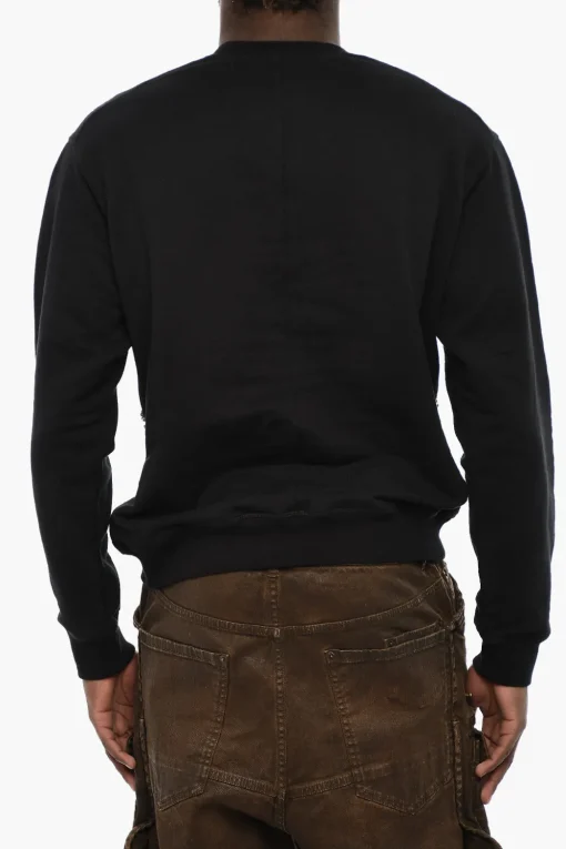 Fashion Felpa Girocollo con Dettaglio Gioiello e Cut Out Uomo Felpe
