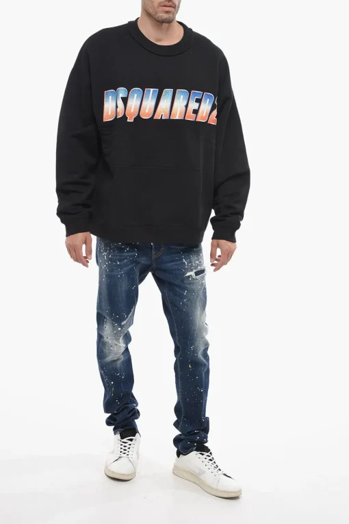 Clearance Felpa Girocollo con Logo Glitterato Uomo Felpe