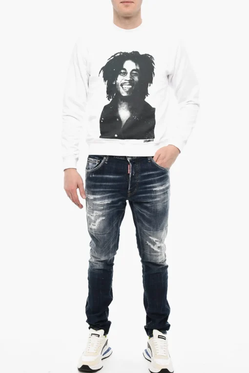 Felpa Girocollo con Stampe a Contrasto>Dsquared2 Discount