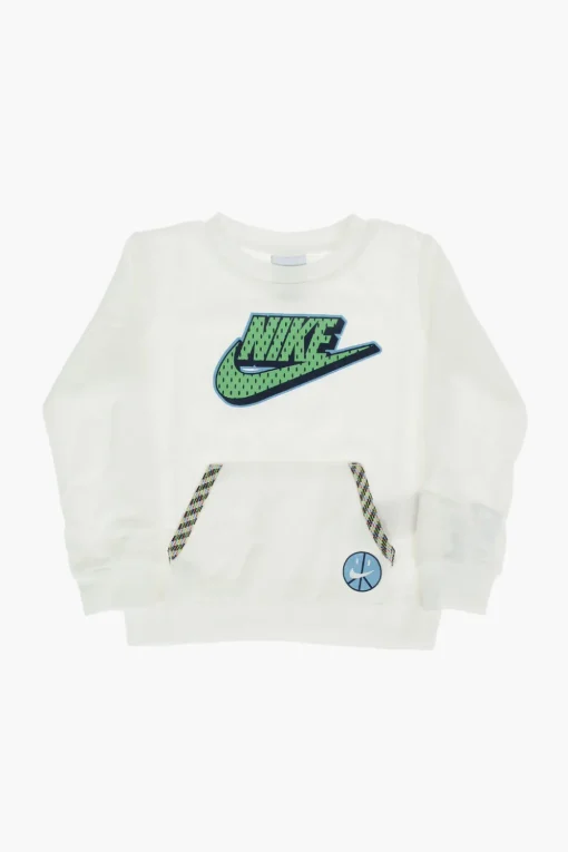 New Felpa Girocollo con Stampa Logo e Tasca a Toppa Bambino Abbigliamento