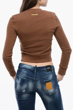 Felpa Girocollo Crop con Stampa>Dsquared2 Discount