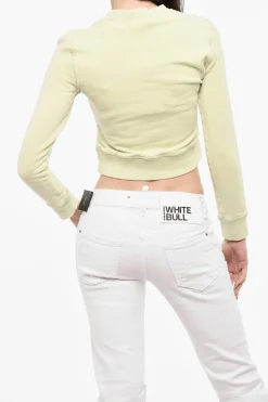 Hot Felpa Girocollo Crop con Logo Frontale Donna Felpe