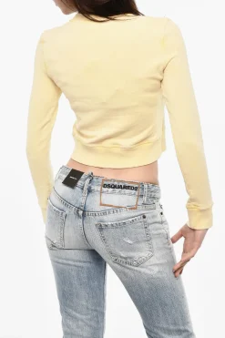 Felpa Girocollo Crop con Logo Frontale>Dsquared2 Discount