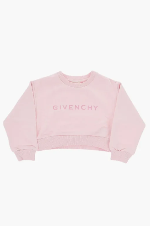 Felpa Girocollo Crop in Cotone Garzato>Givenchy KIDS Hot