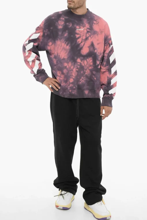 Sale Felpa Girocollo DIAG ARROW Effetto Tie-Dye Uomo Felpe