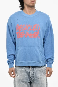 Felpa Girocollo Effetto Vintage con Tasca a Toppa>Dsquared2 New
