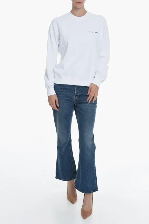 Online Felpa Girocollo GITTA in Cotone Felpato con Logo Ricamato Donna Felpe