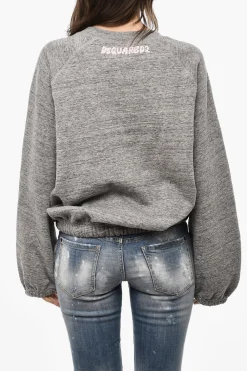 Discount Felpa Girocollo in Cotone Felpato con Dettaglio in Rilievo Donna Felpe
