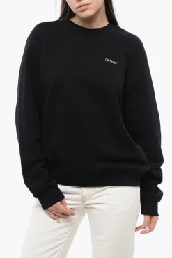 Sale Felpa Girocollo in Cotone con Motivo Floreale sul Retro Donna Felpe